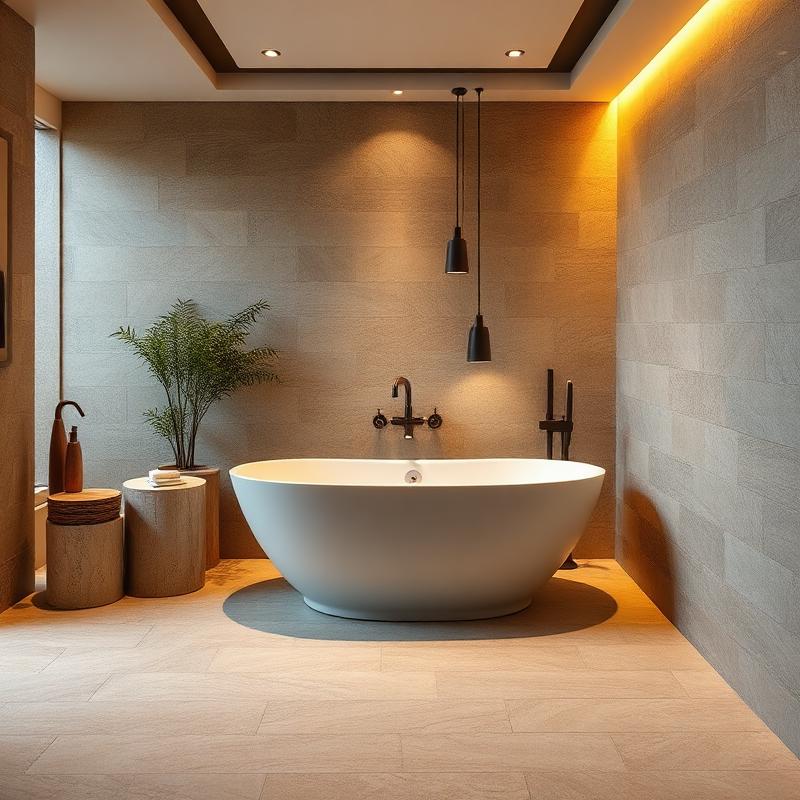 Modernes Badezimmer mit freistehender Badewanne